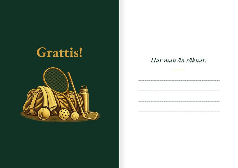 Kortet Grattis, framsida och insida.